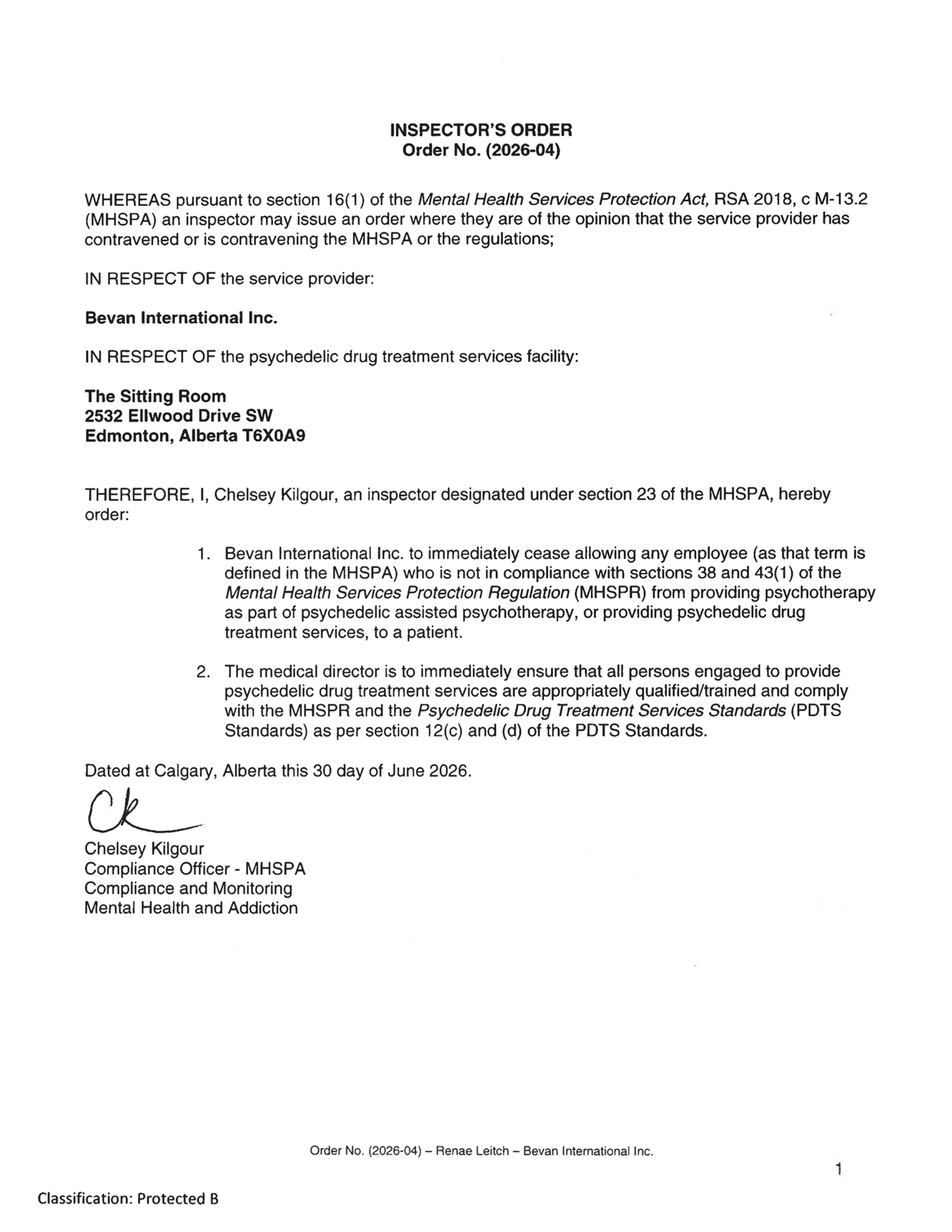 10000165 Inspector's Order